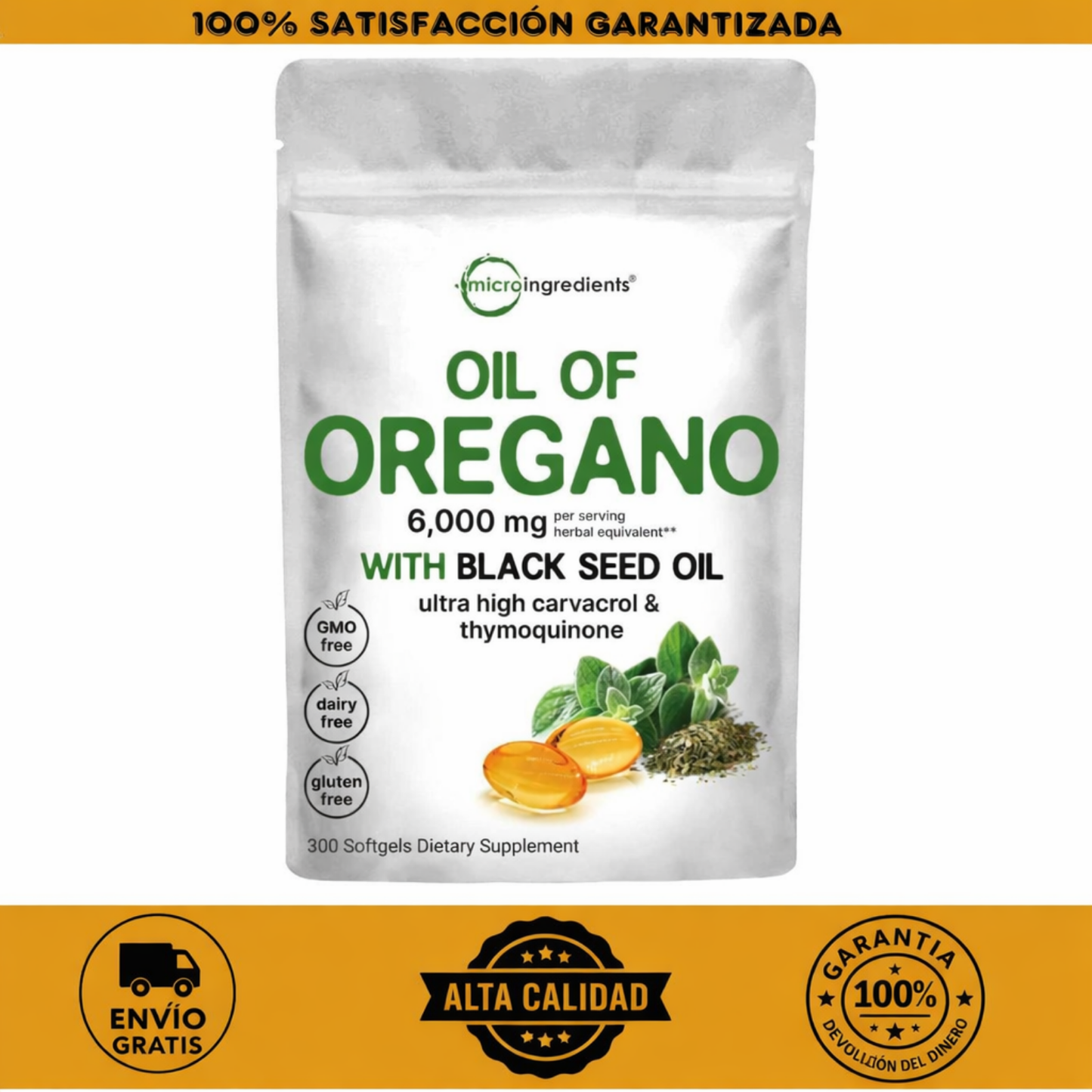 Zelona Cápsulas Blandas de Orégano 6000Mg por Porción, 300 Unidades