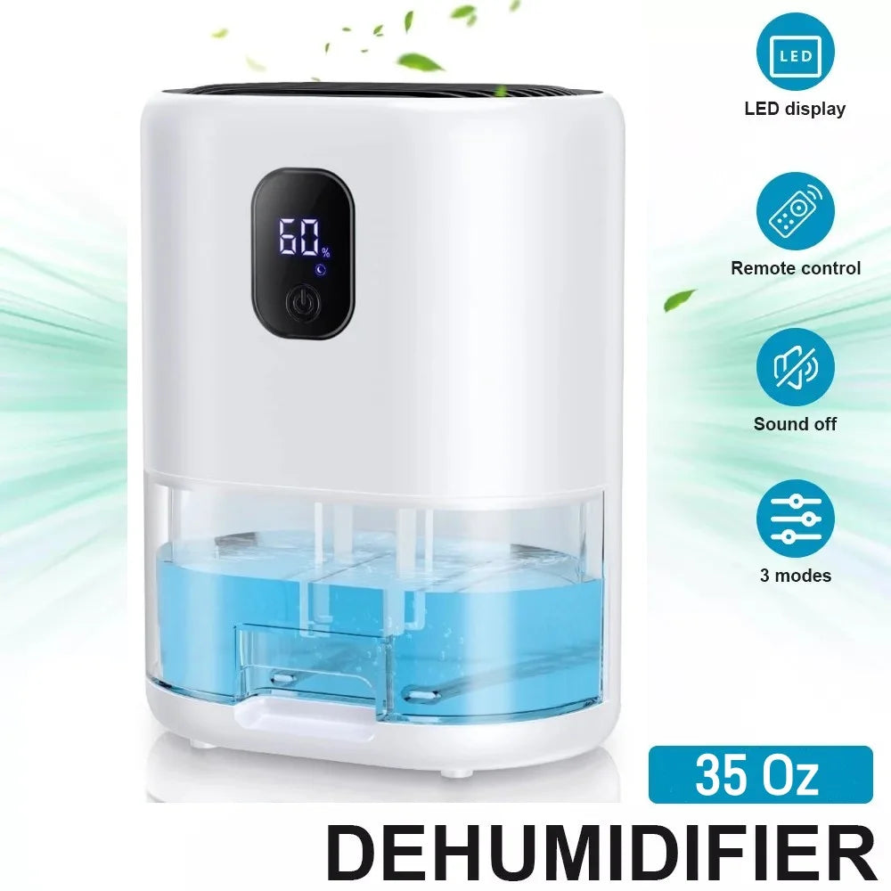35 OZ Portable Dehumidifier, Auto Defrost, Ultra Quiet for Home Large Room Bathroom Garage,Auto Power Off,Led Indicator,Xmas Gifts-White